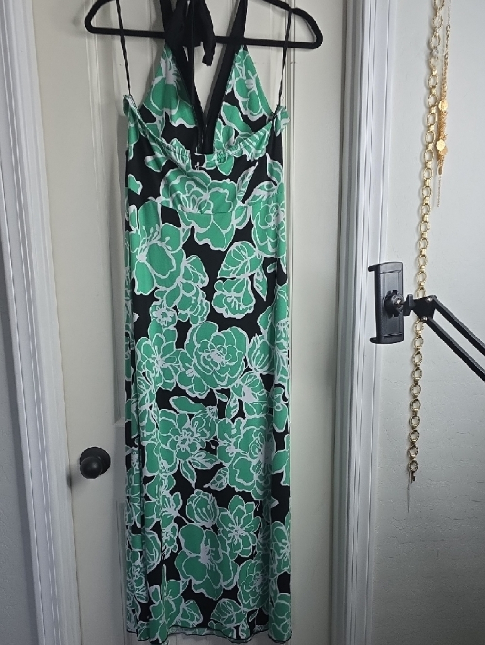 Enfocus Studio Black Maxi Dress with Mint Floral Print - Picture 5 of 6